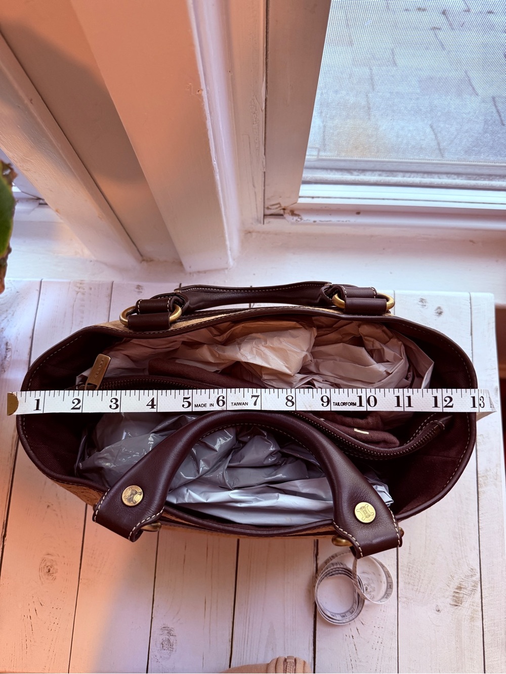 Celine | Vintage Boogie Bag in Tan C Macadam Embossed Suede - Picture 13 of 15